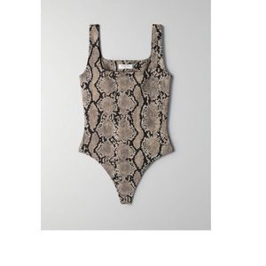 Aritzia Babaton Contour Tank Bodysuit in Coal Grey/Graphite Snakeskin Print